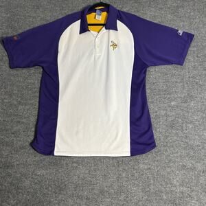 VTG Minnesota Viking Polo Shirt Mens Large Purple Reebok Embroidered NFL Apparel
